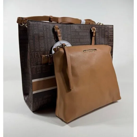 NEW Steve Madden Women's Large Blivia-Printed Logo Tote Bag with Pouch NWT $118 - Picture 2 of 6